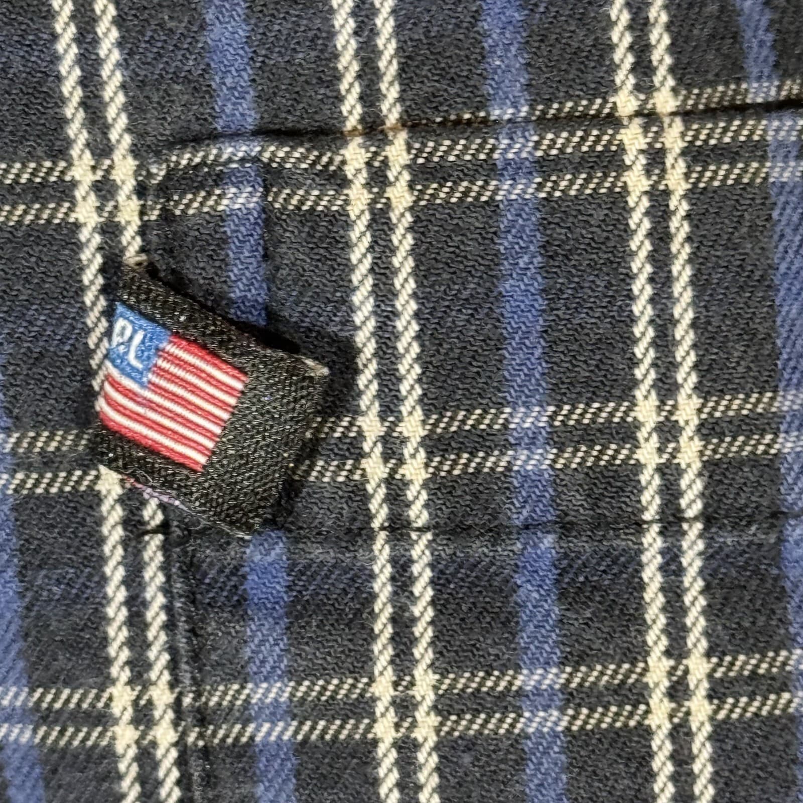 Ralph Lauren Jeans Co Shirt Mens Large Blue Plaid 100% Cotton Button Down - Thumbnail 7