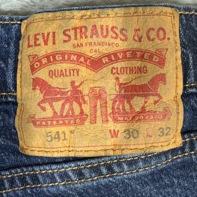 Levis 541 Jeans Mens 30x31 (30x32) Blue Athletic Taper Stretch Denim Medium Wash - Thumbnail 9