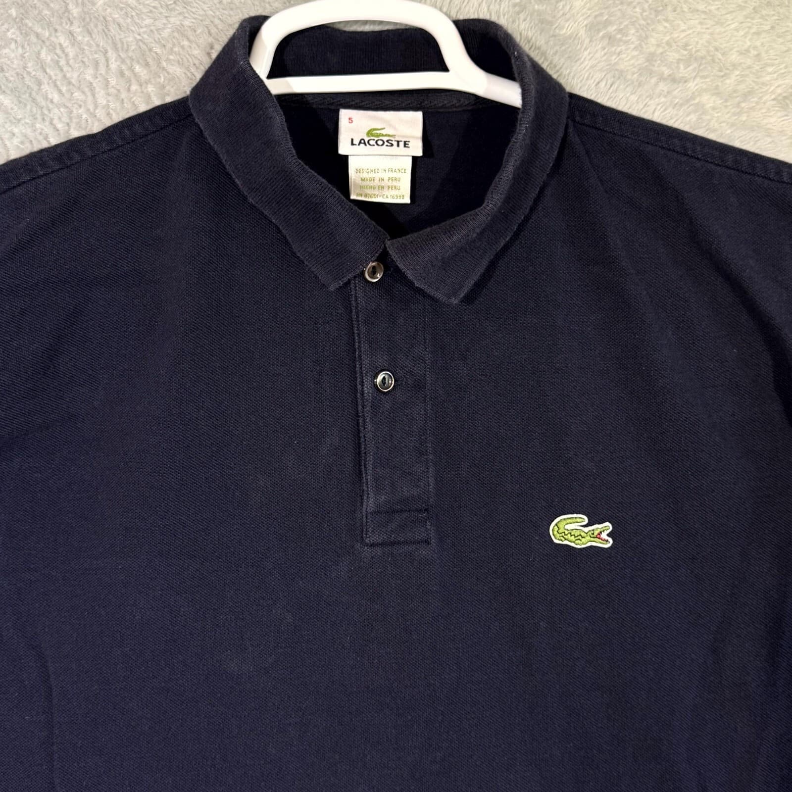 Lacoste Men's Polo Shirt 5 Navy 100% Cotton Croc Short Sleeve Collared M1178 - Thumbnail 6