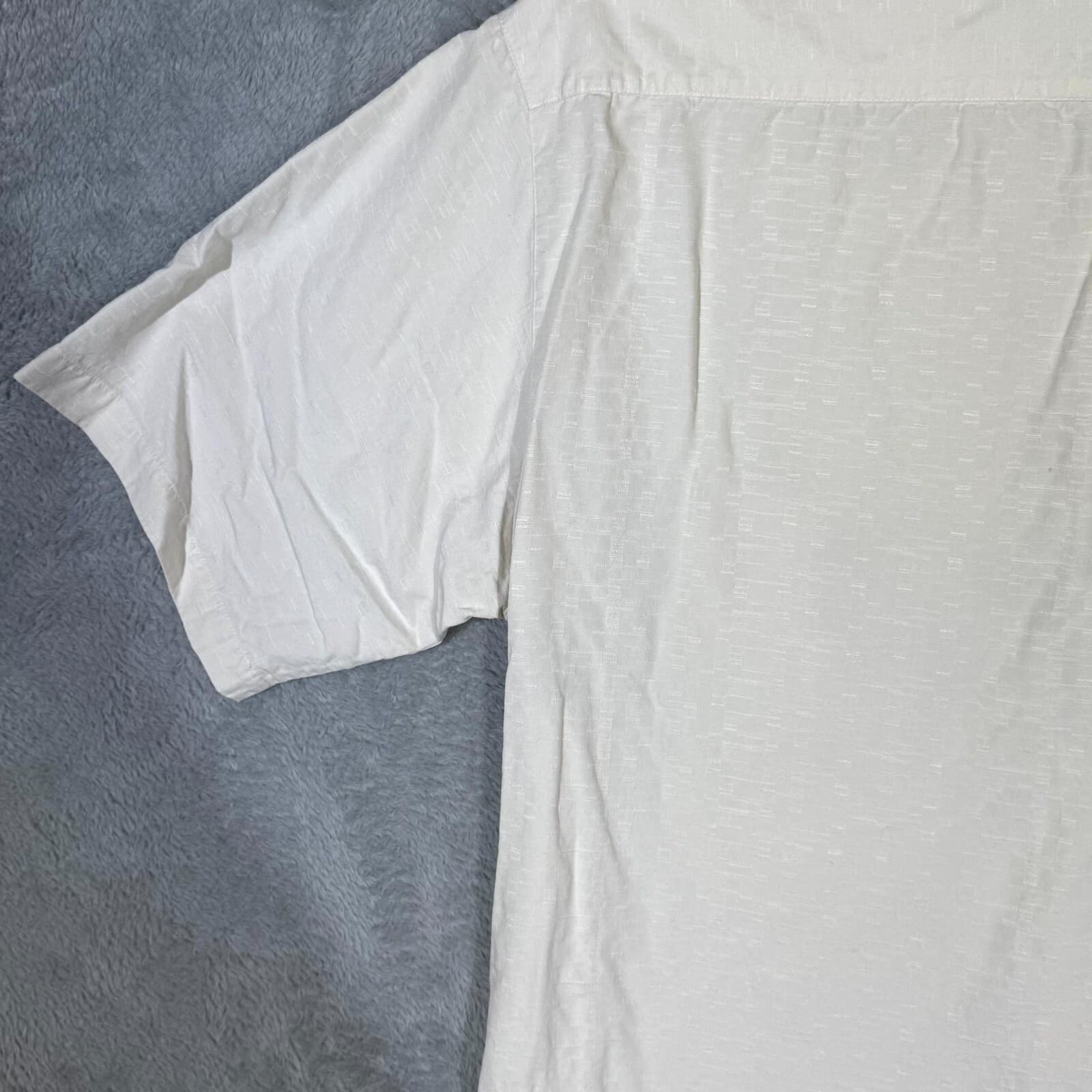 Caribbean Men’s Shirt XLT Cream Floral Silk Cotton Short Sleeve Casual Button-Up - Thumbnail 8