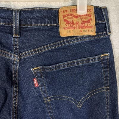 Levis 541 Jeans Mens 30x31 (30x32) Blue Athletic Taper Stretch Denim Medium Wash - Thumbnail 7