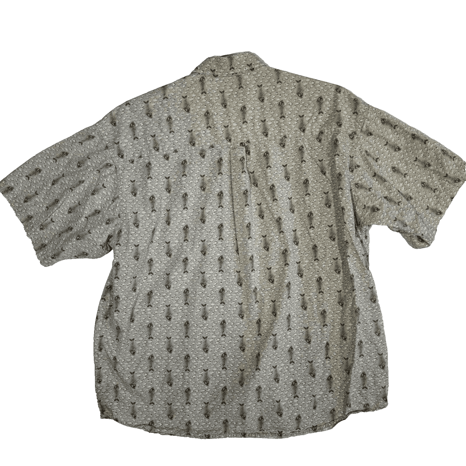 Columbia Men’s XL Brown Fish Skull Print Short-Sleeve Button-Down Shirt M592 - Thumbnail 2