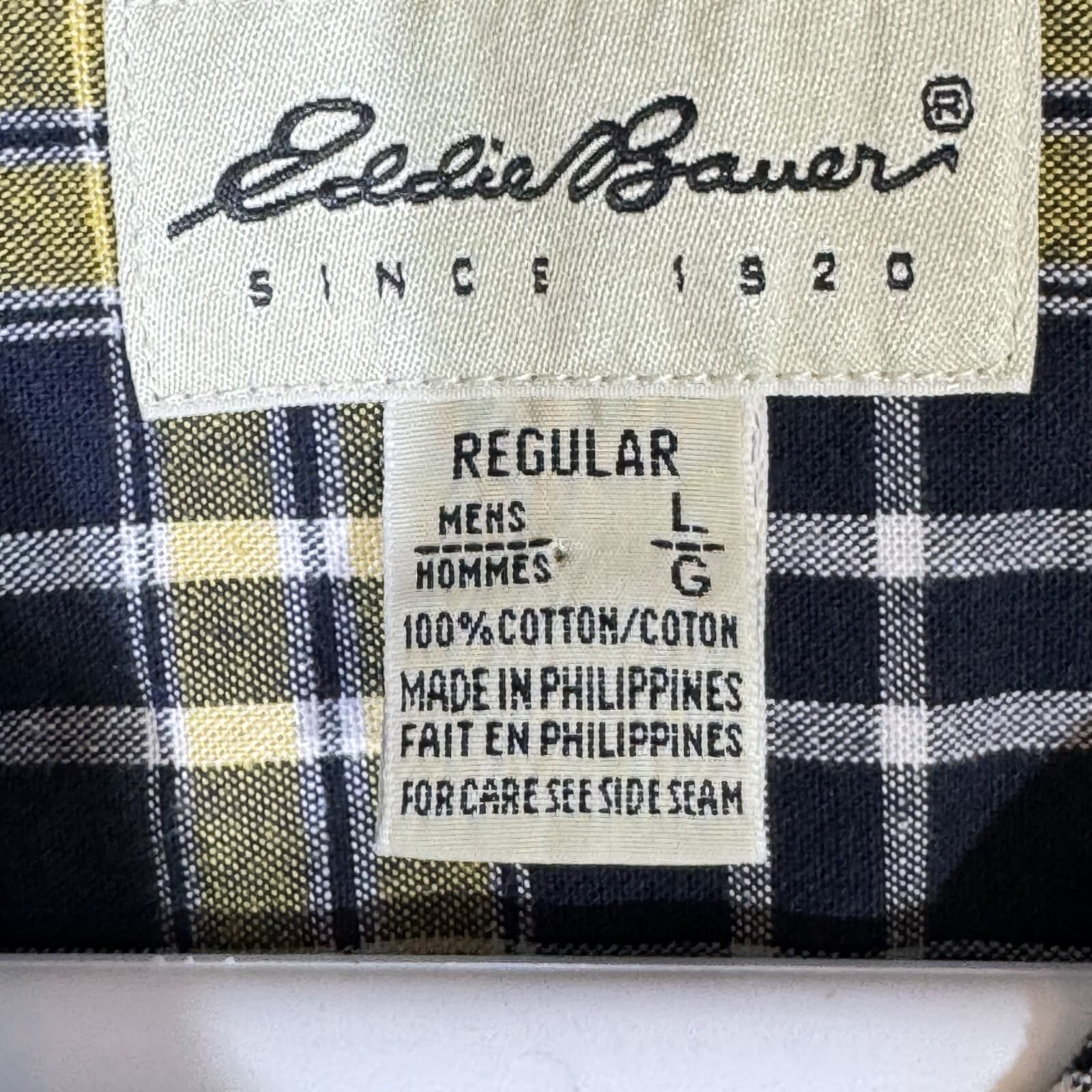 Eddie Bauer Men’s Black & Yellow Plaid Cotton Button-Down Shirt L – Sportsman - Thumbnail 7