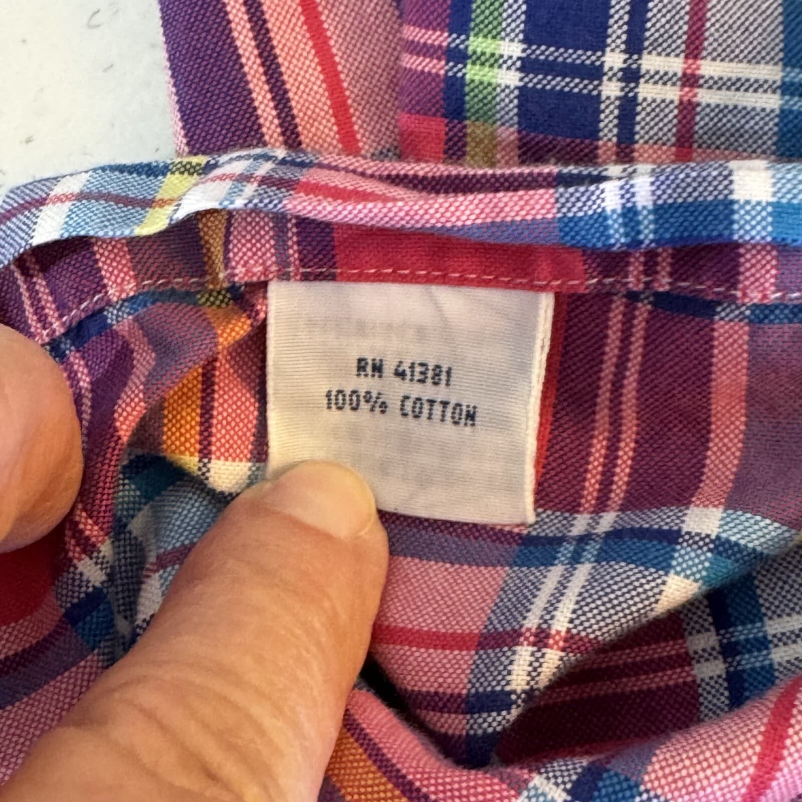 Ralph Lauren Shirt Mens Large Pink Blue Plaid 100% Cotton Button Down Long Slv - Thumbnail 13