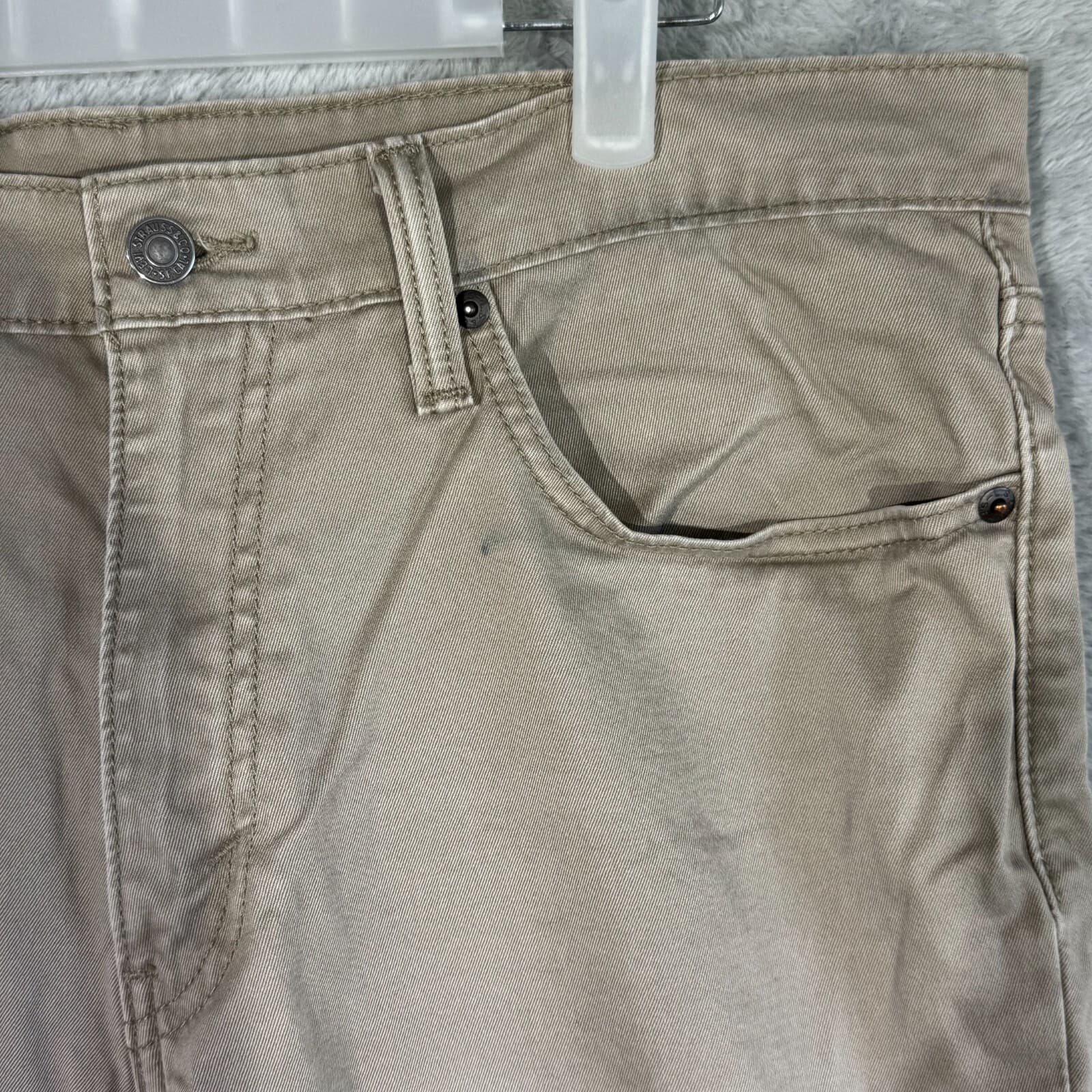 Levi’s 541 Jeans Men 35x32 Athletic Fit Stretch Beige Straight Leg - Thumbnail 4