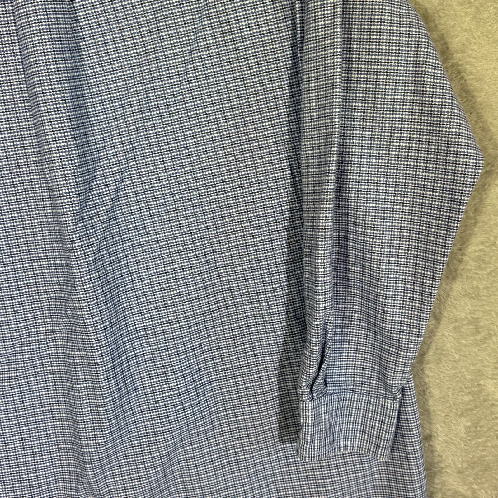 Ralph Lauren Yarmouth Dress Shirt 15.5x32-33 Mens Blue Houndstooth Cotton - Thumbnail 13