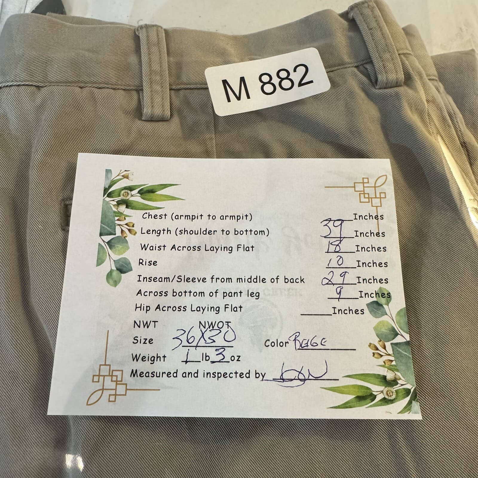 Polo Ralph Lauren Pants Mens 36x30 Beige 100% Cotton Classic Fit Straight Leg - Thumbnail 9