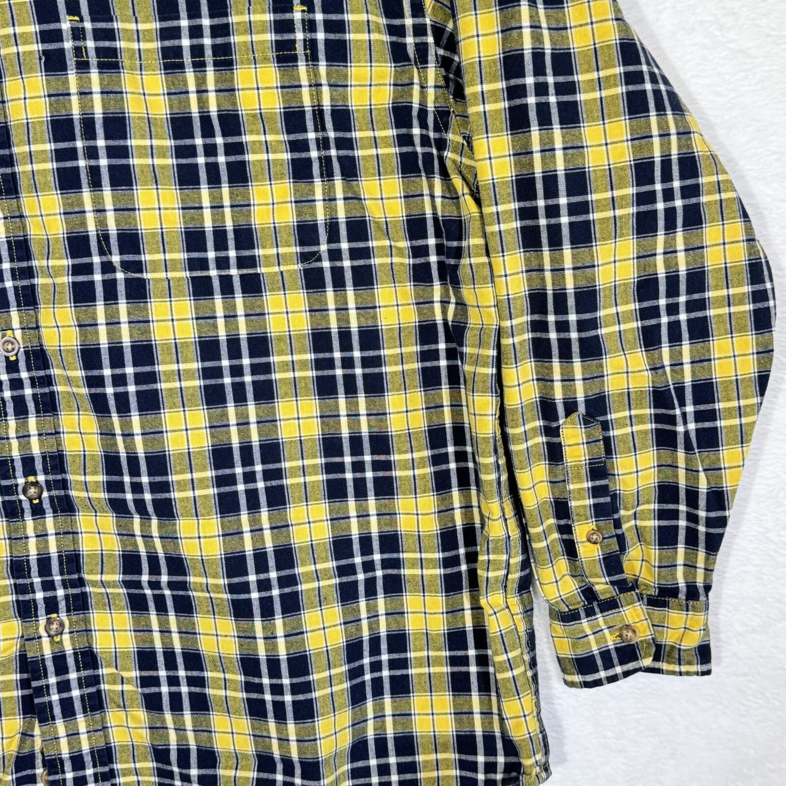 Eddie Bauer Men’s Black & Yellow Plaid Cotton Button-Down Shirt L – Sportsman - Thumbnail 5