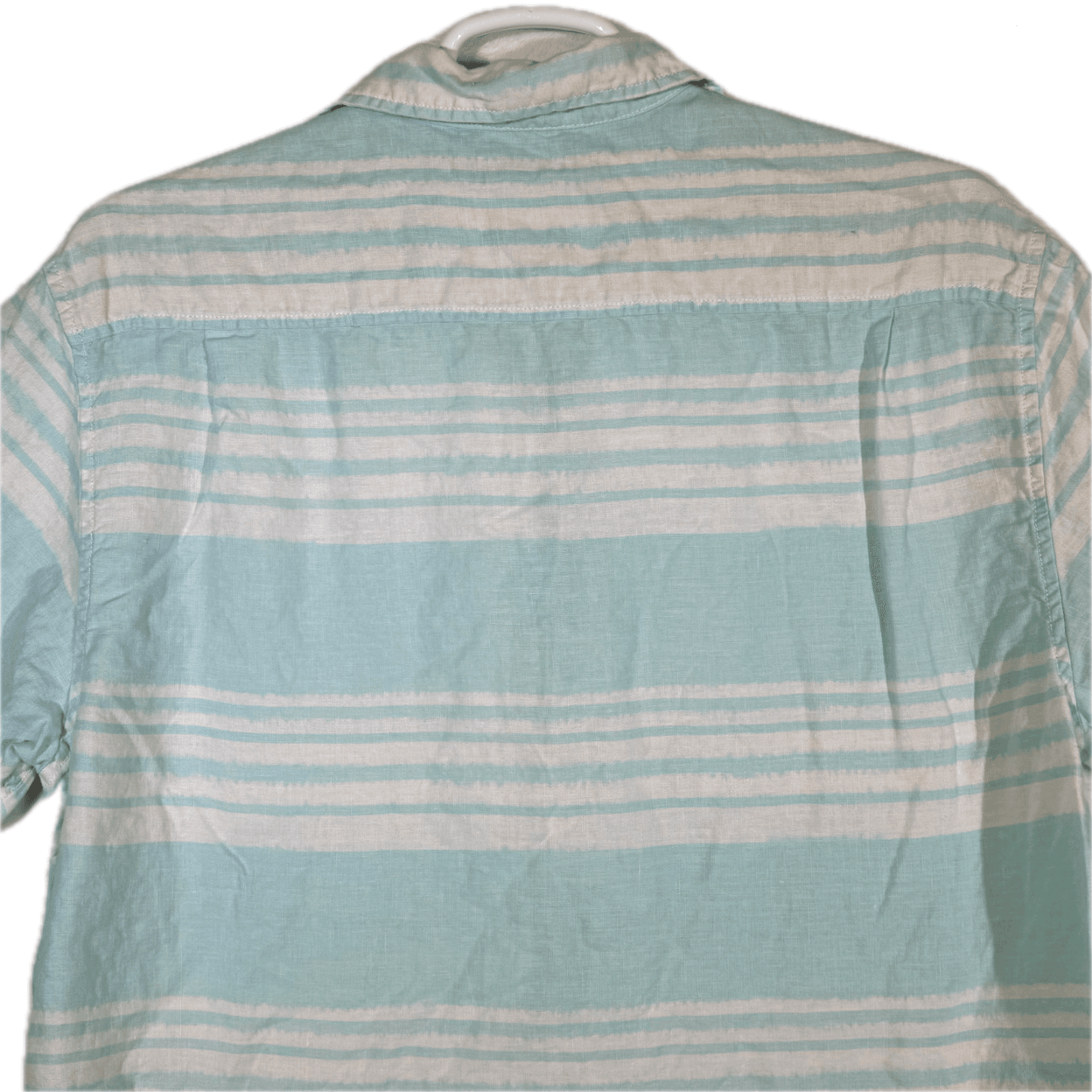 Caribbean Men’s XL Light Blue Striped Linen Hawaiian Shirt – 100% Linen, M559 - Thumbnail 11