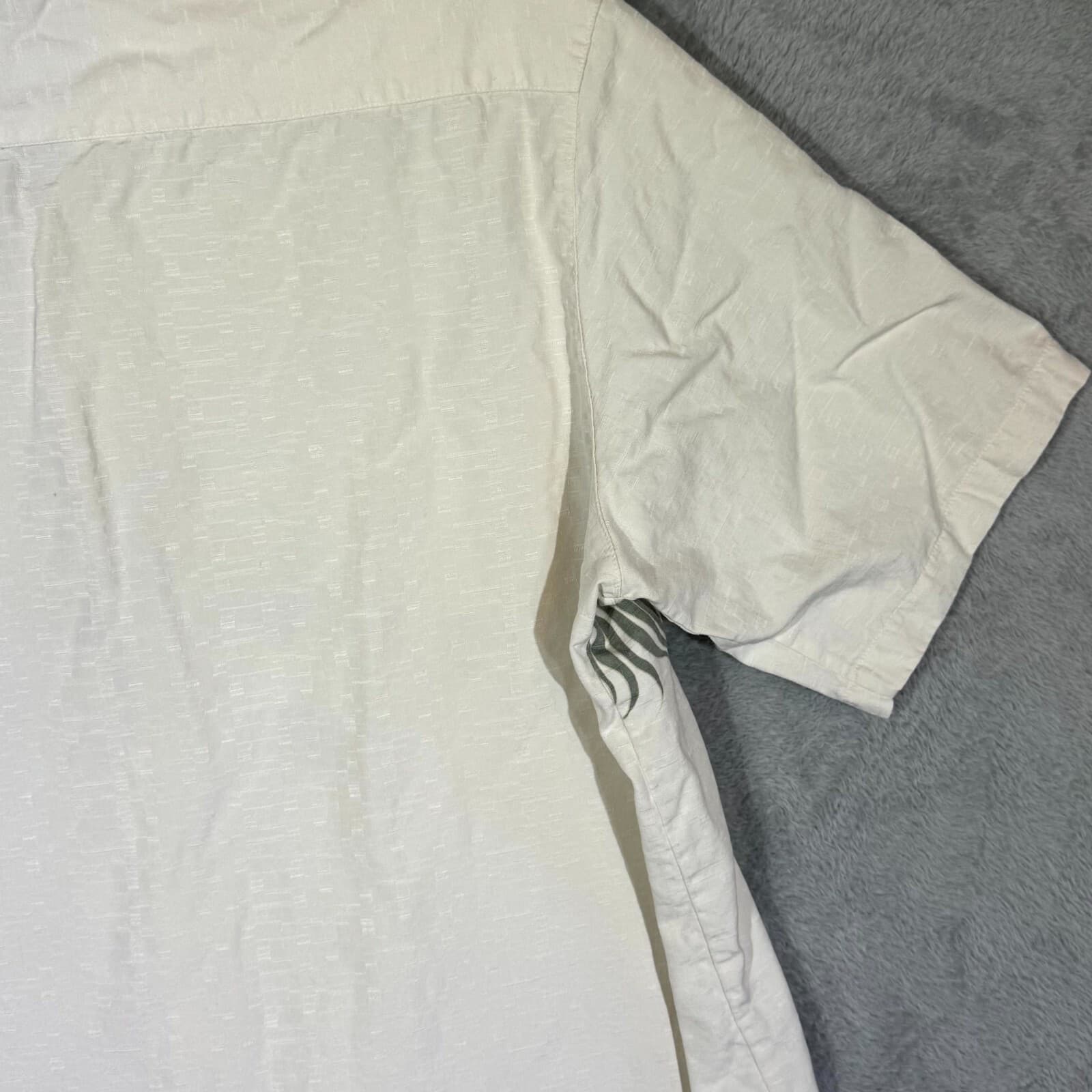 Caribbean Men’s Shirt XLT Cream Floral Silk Cotton Short Sleeve Casual Button-Up - Thumbnail 11