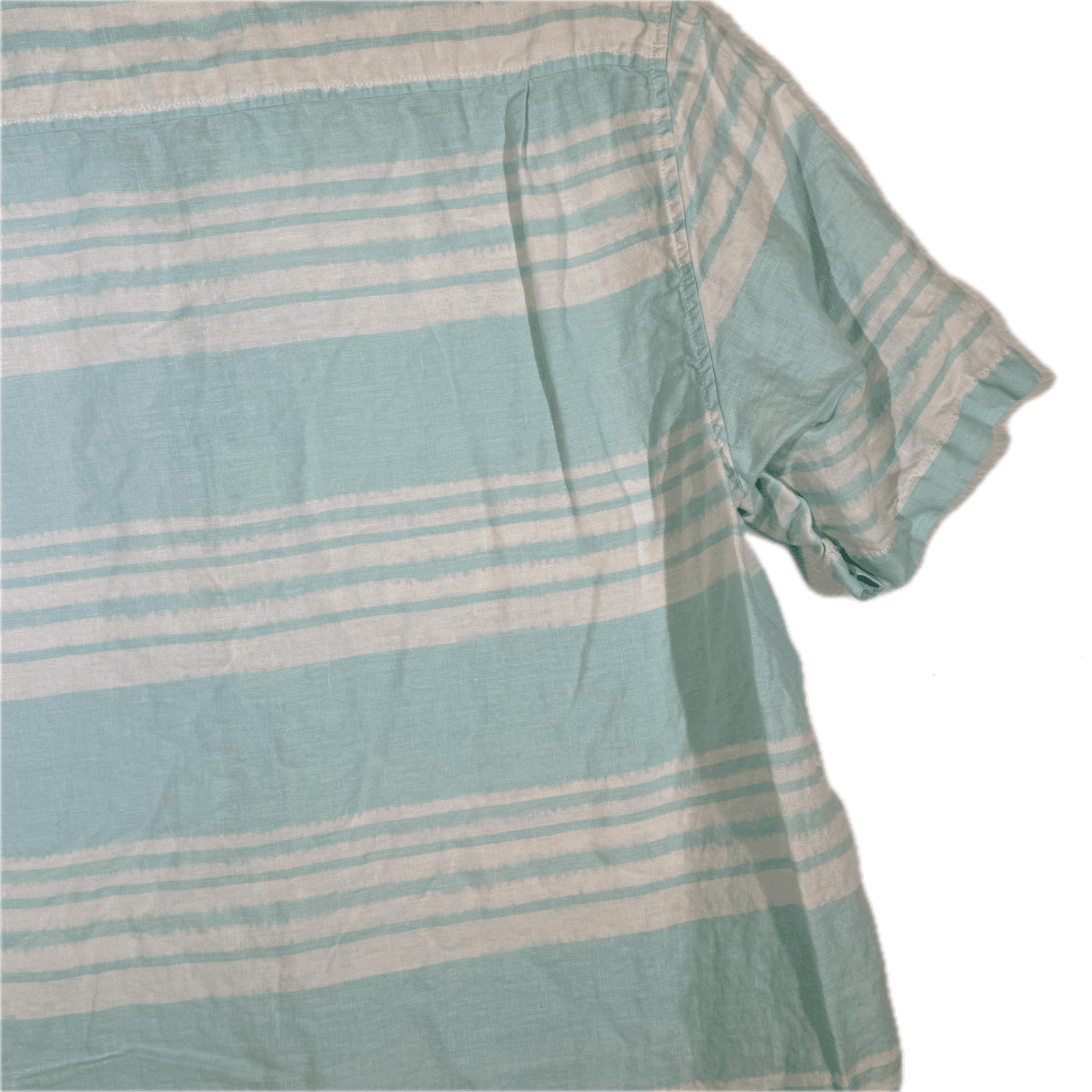 Caribbean Men’s XL Light Blue Striped Linen Hawaiian Shirt – 100% Linen, M559 - Thumbnail 12