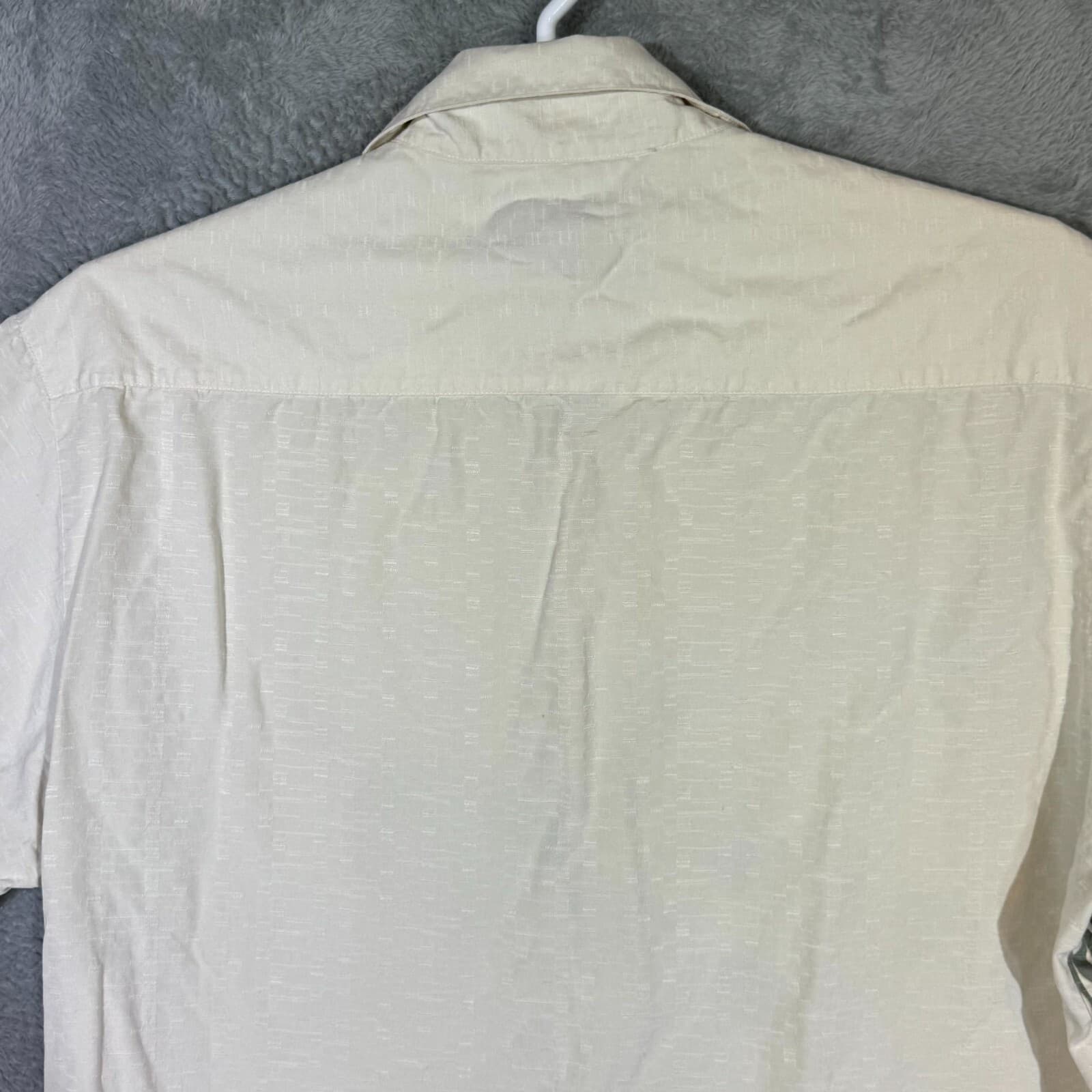 Caribbean Men’s Shirt XLT Cream Floral Silk Cotton Short Sleeve Casual Button-Up - Thumbnail 10