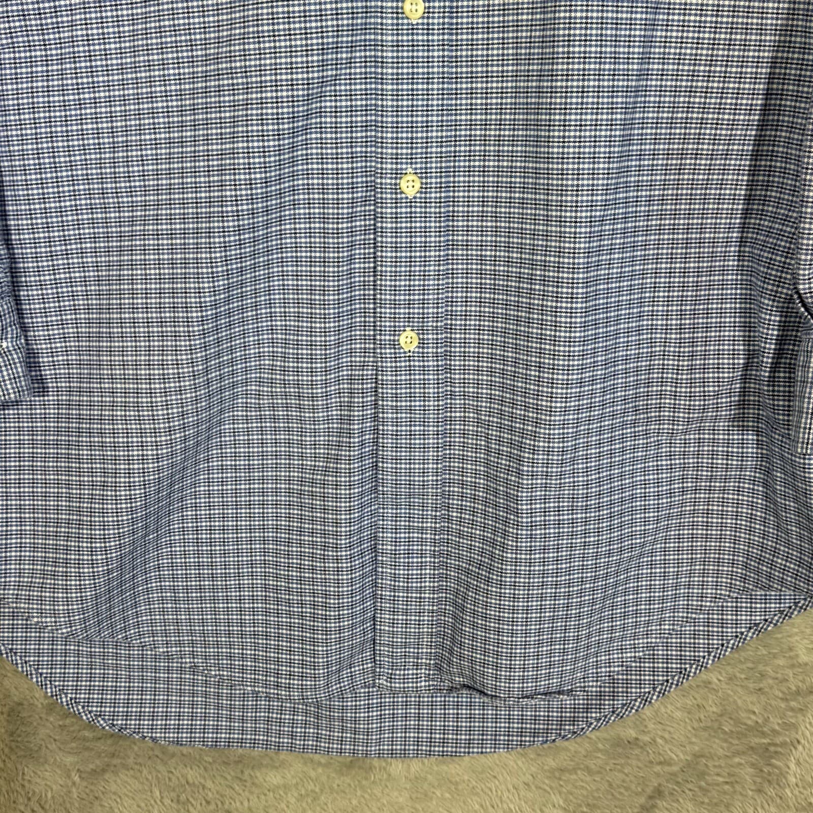 Ralph Lauren Yarmouth Dress Shirt 15.5x32-33 Mens Blue Houndstooth Cotton - Thumbnail 6