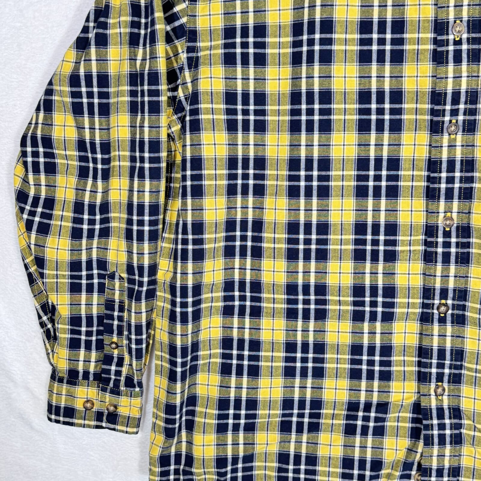 Eddie Bauer Men’s Black & Yellow Plaid Cotton Button-Down Shirt L – Sportsman - Thumbnail 4