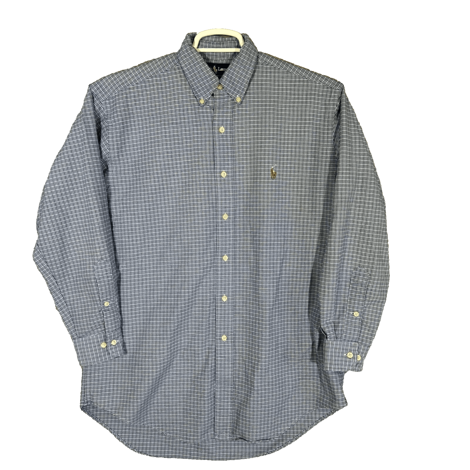 Ralph Lauren Yarmouth Dress Shirt 15.5x32-33 Mens Blue Houndstooth Cotton - Image 1