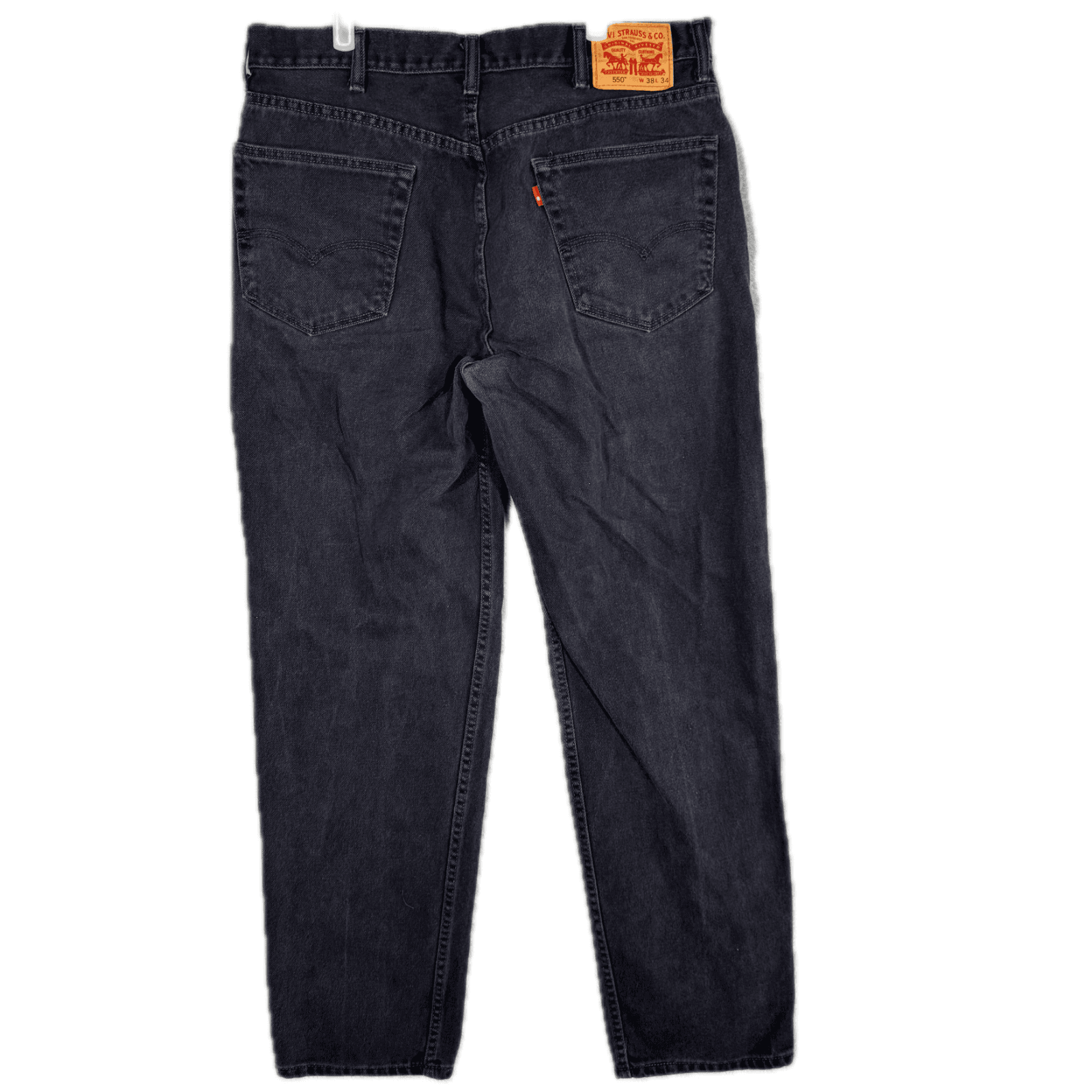 Levi’s 550 Jeans Men 38x34 Black Denim Dark Wash Mid Rise Relaxed Straight - Thumbnail 2