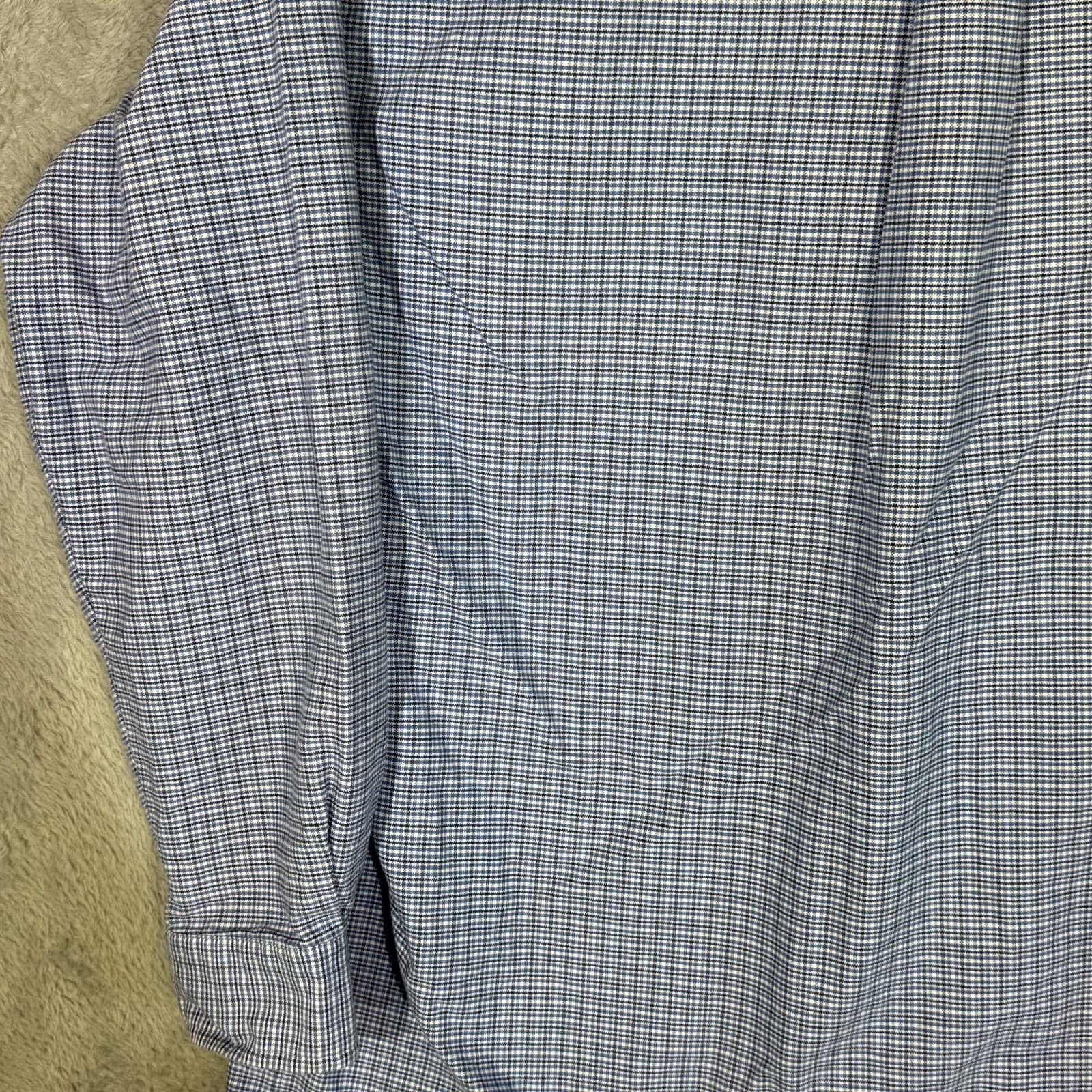 Ralph Lauren Yarmouth Dress Shirt 15.5x32-33 Mens Blue Houndstooth Cotton - Thumbnail 11