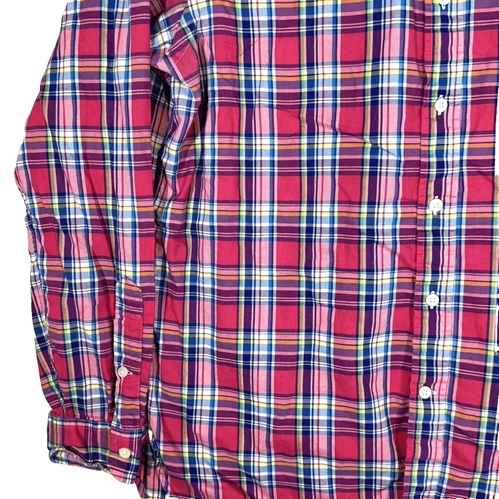 Ralph Lauren Shirt Mens Large Pink Blue Plaid 100% Cotton Button Down Long Slv - Thumbnail 3