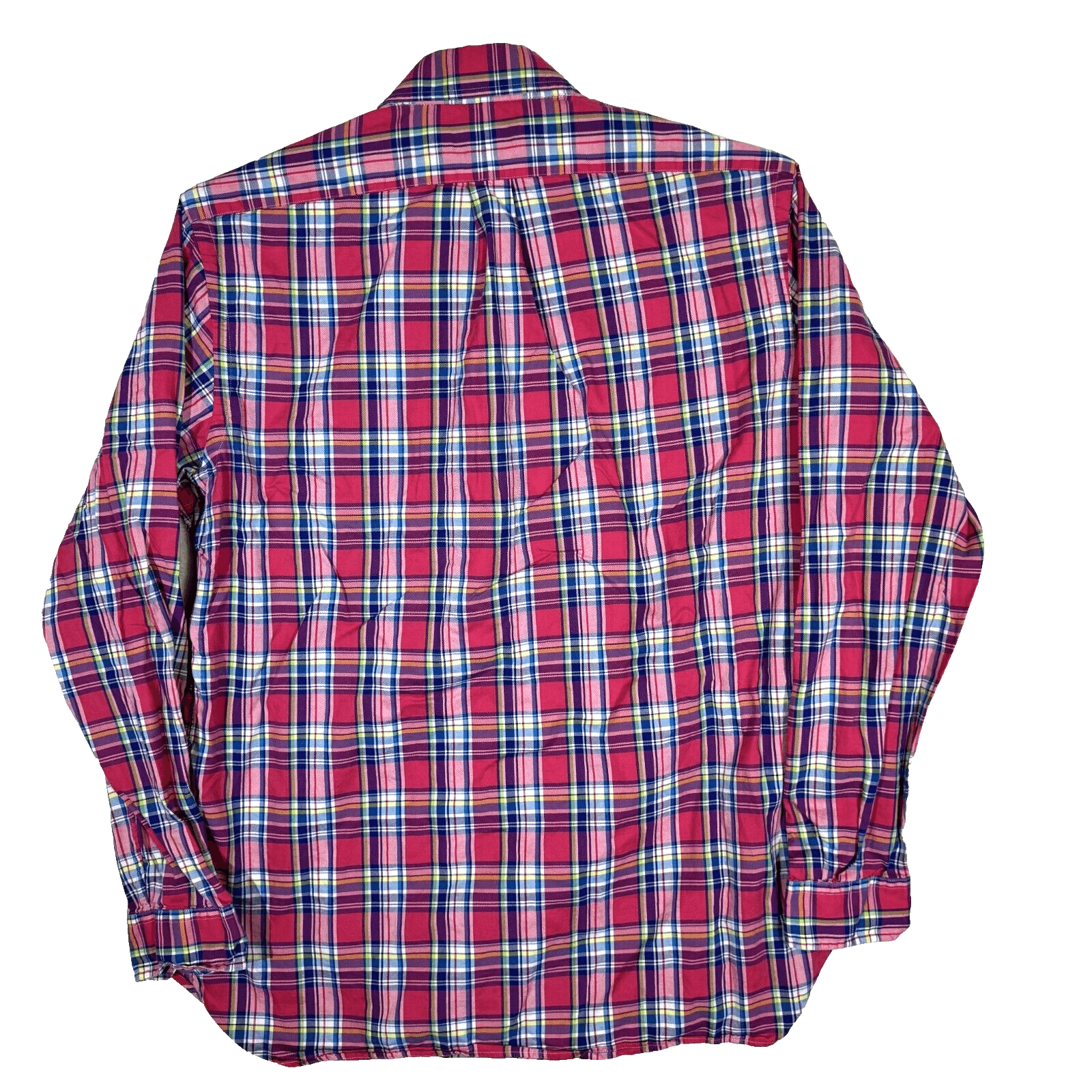 Ralph Lauren Shirt Mens Large Pink Blue Plaid 100% Cotton Button Down Long Slv - Thumbnail 2