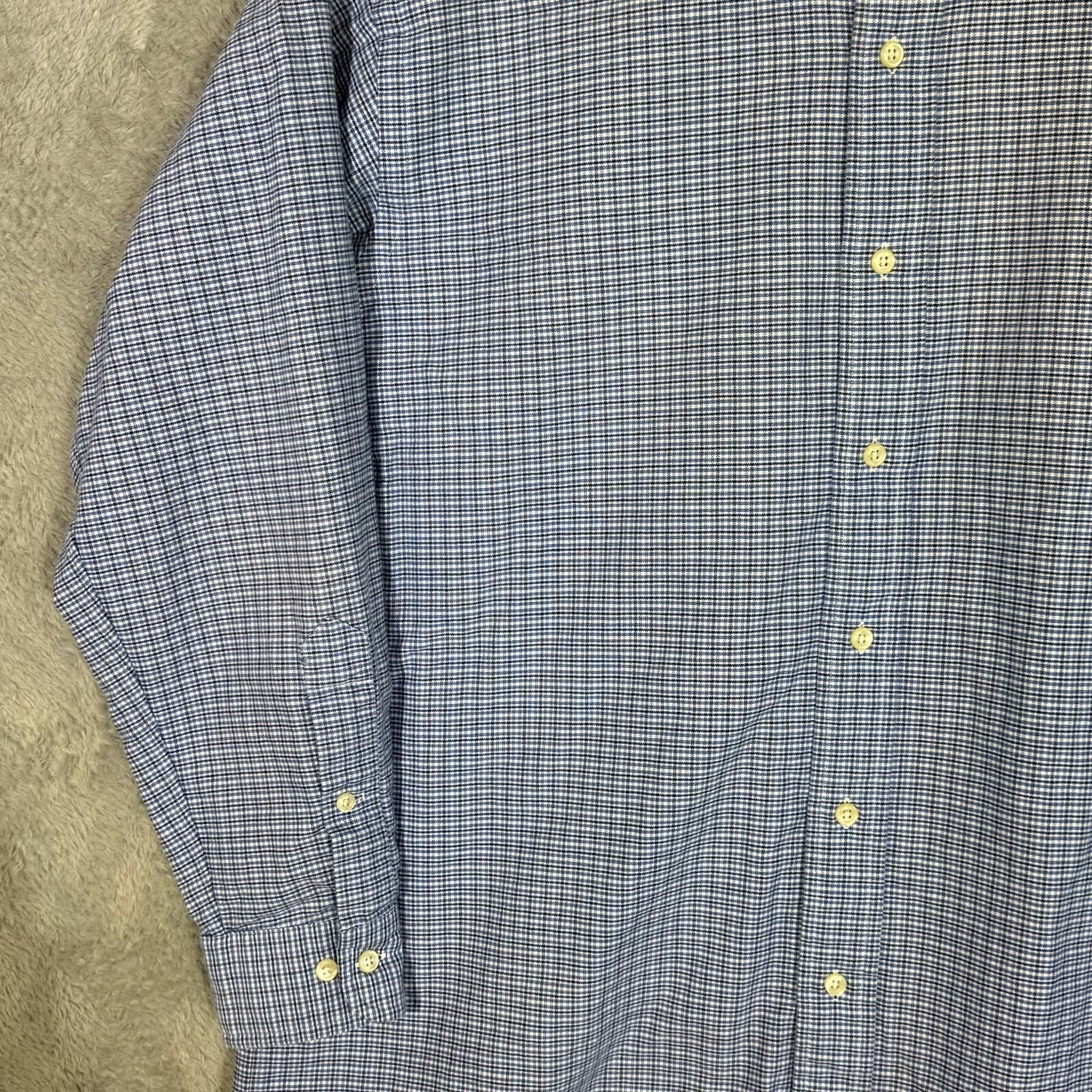 Ralph Lauren Yarmouth Dress Shirt 15.5x32-33 Mens Blue Houndstooth Cotton - Thumbnail 3