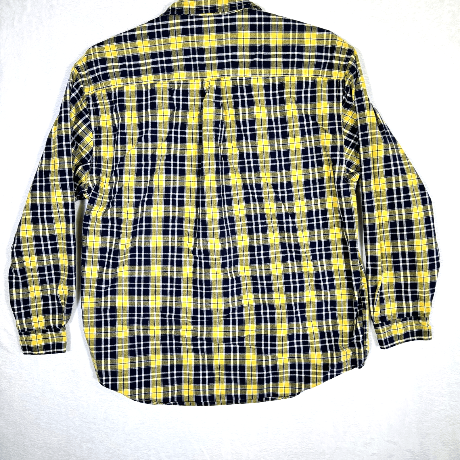Eddie Bauer Men’s Black & Yellow Plaid Cotton Button-Down Shirt L – Sportsman - Thumbnail 2