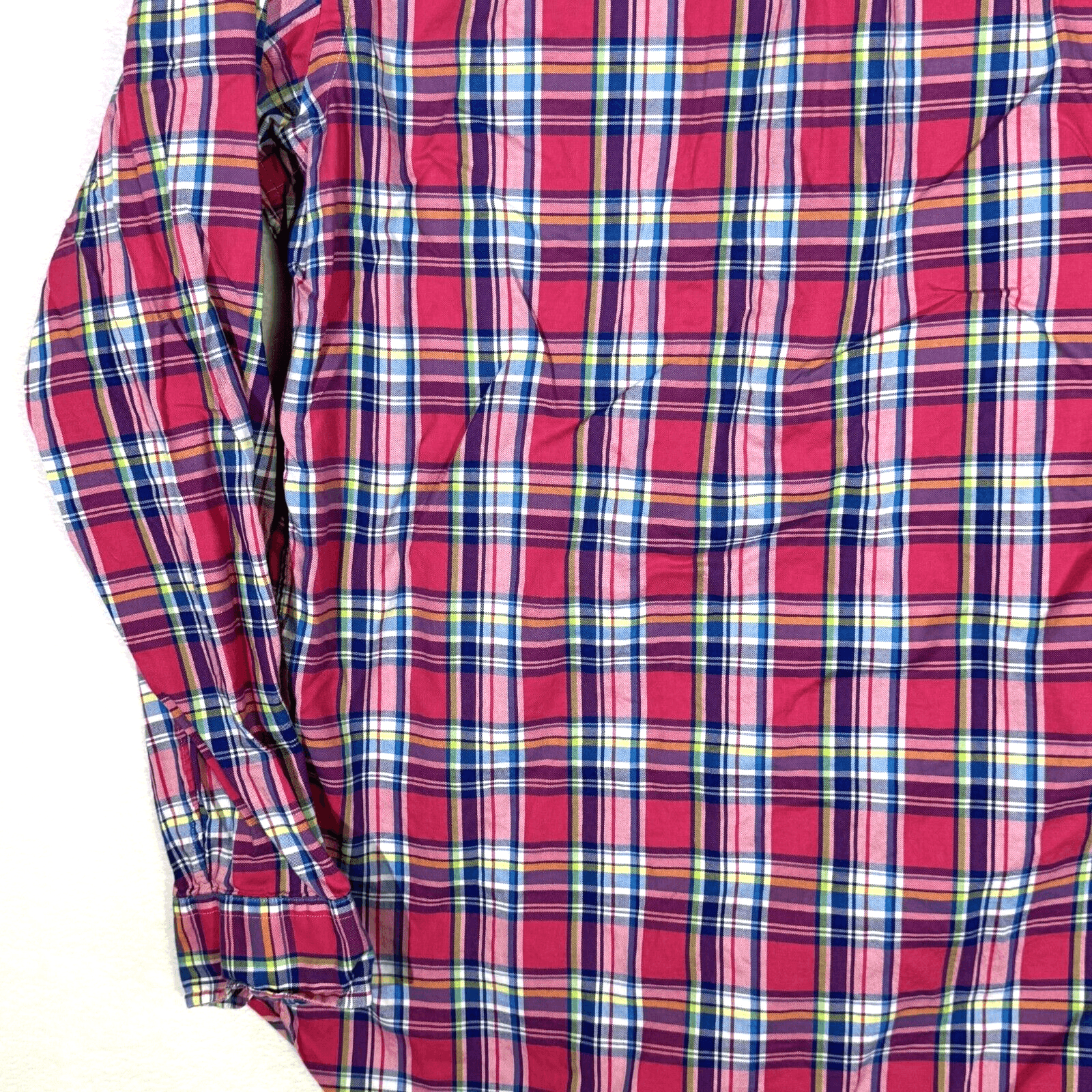 Ralph Lauren Shirt Mens Large Pink Blue Plaid 100% Cotton Button Down Long Slv - Thumbnail 9
