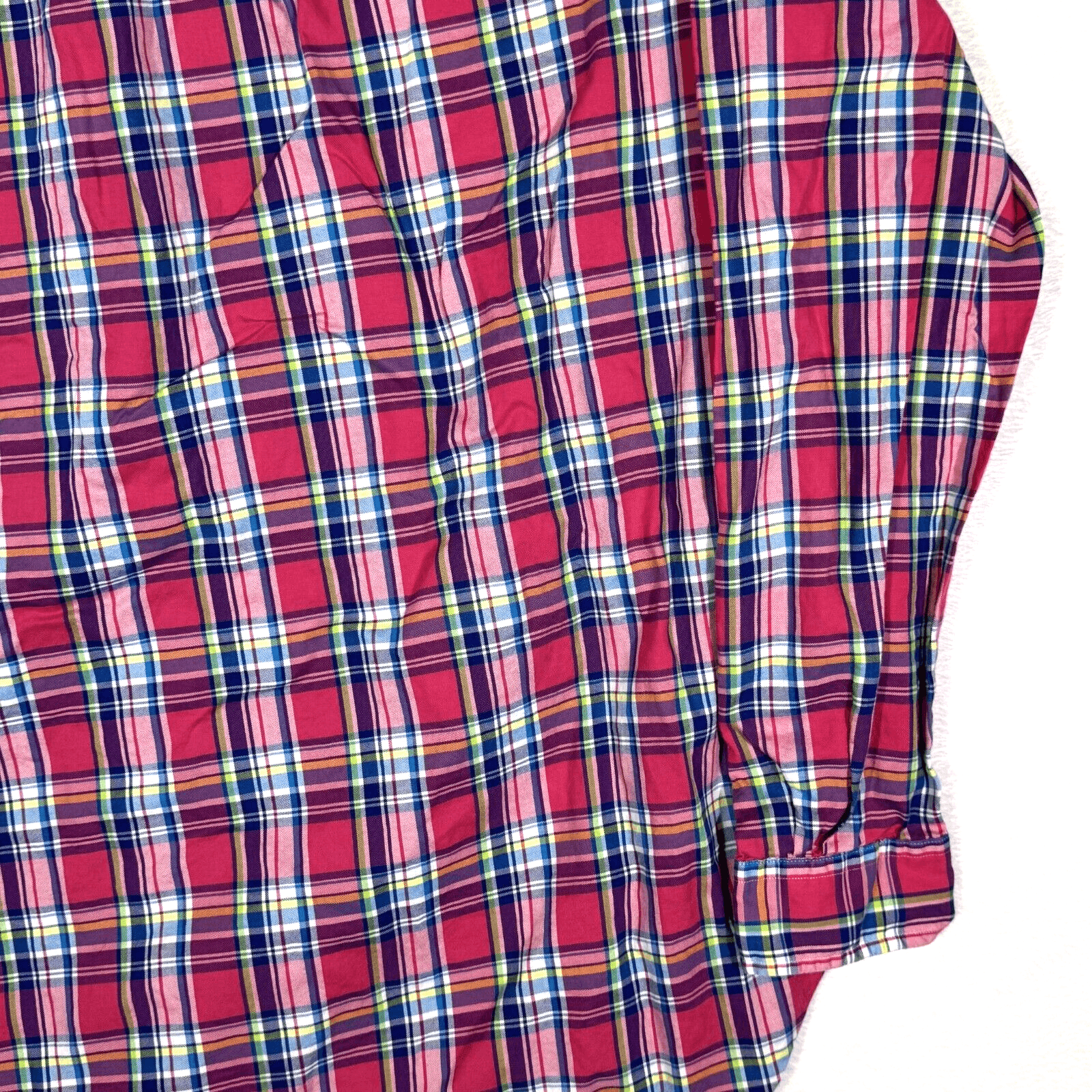 Ralph Lauren Shirt Mens Large Pink Blue Plaid 100% Cotton Button Down Long Slv - Thumbnail 11