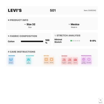 Levis 501 Jeans Mens 40x36 Blue Light Wash Straight Denim Button Fly Regular Fit - Thumbnail 14