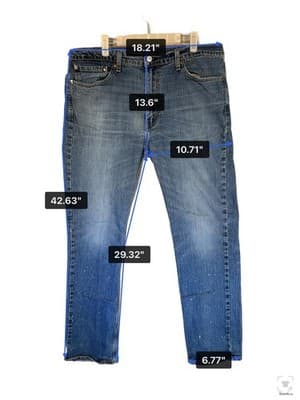 Levis 511 Jeans Mens 38x30 Blue Light Wash Slim Tapered Stretch Denim Zip Fly - Thumbnail 16