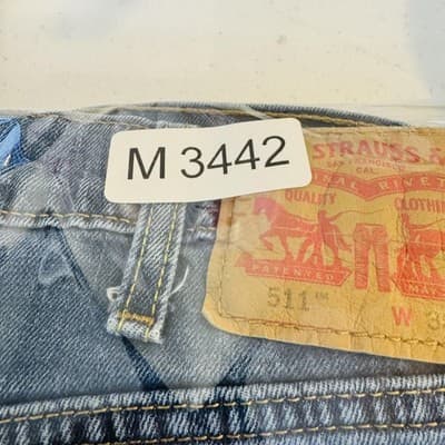 Levis 511 Jeans Mens 38x30 Blue Light Wash Slim Tapered Stretch Denim Zip Fly - Thumbnail 19
