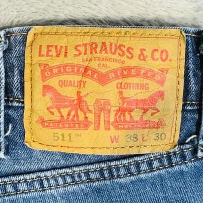 Levis 511 Jeans Mens 38x30 Blue Light Wash Slim Tapered Stretch Denim Zip Fly - Thumbnail 11
