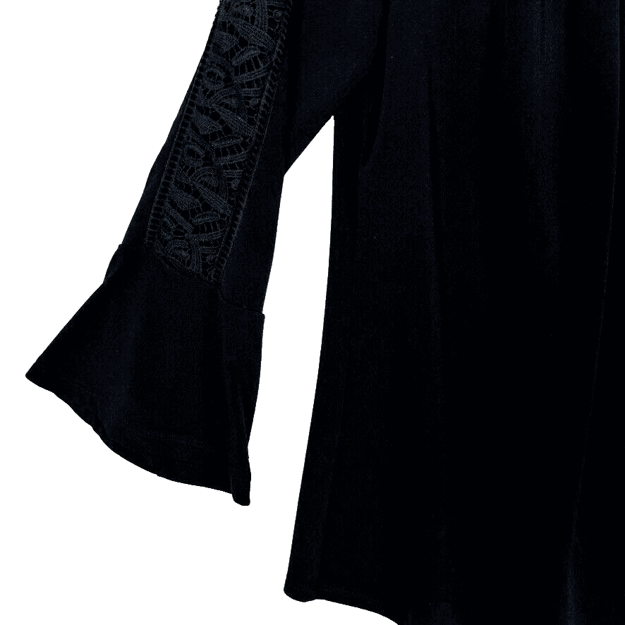 Adrianna Papell Blouse Women's Medium Black Lace Sheer Long Sleeve Top W 350 - Thumbnail 4