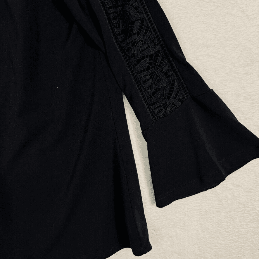 Adrianna Papell Blouse Women's Medium Black Lace Sheer Long Sleeve Top W 350 - Thumbnail 6