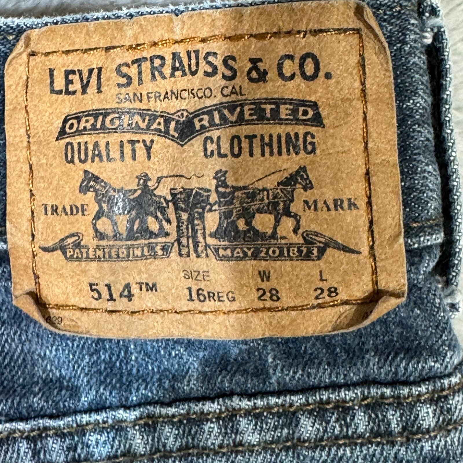 Levi's 514 Boy's Jeans 16 Reg 28 X 28 Blue Denim Cotton Mid-Rise Straight M1393 - Thumbnail 12