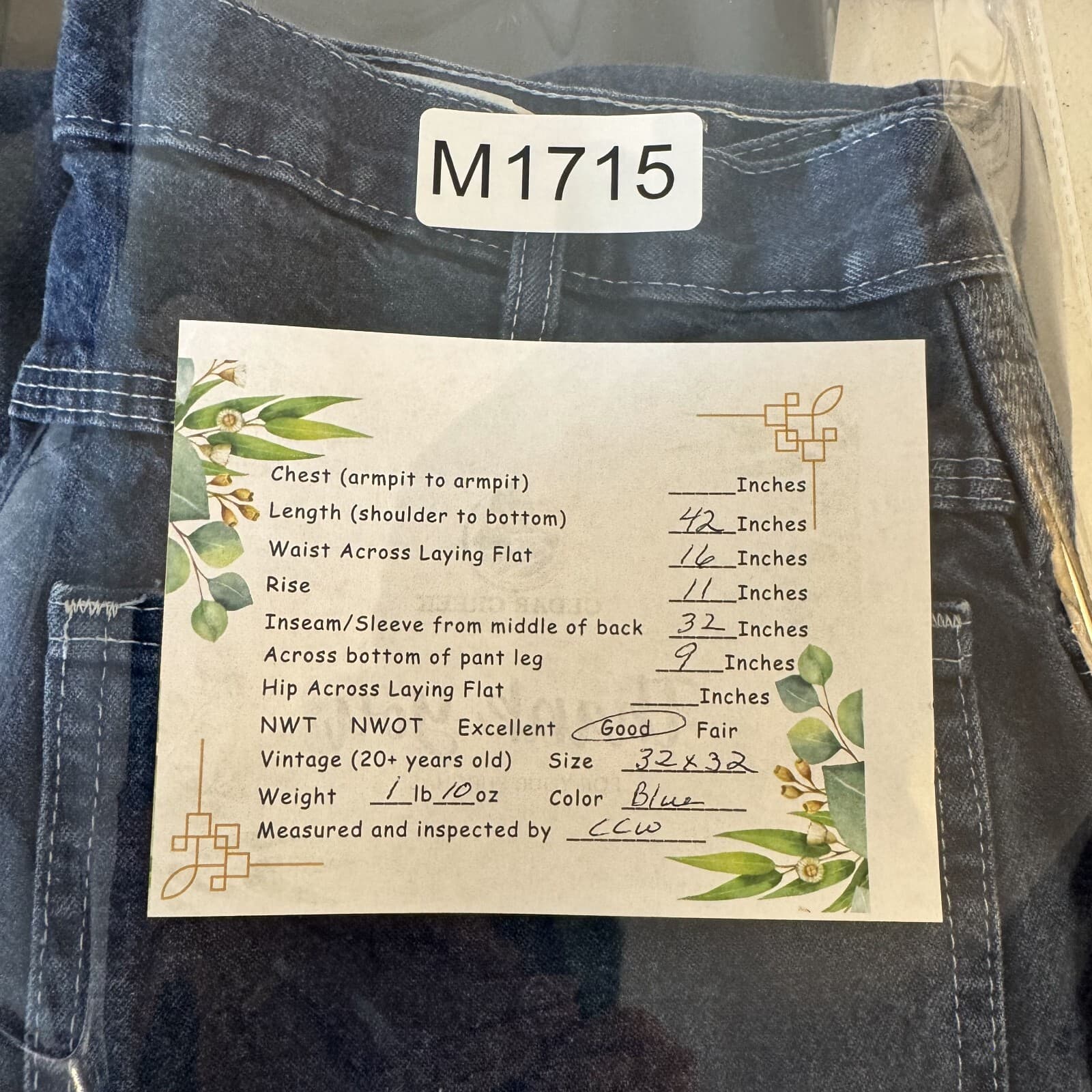 Dickies Carpenter Jeans Men's 32x32 Blue Denim Relaxed Fit Straight Leg - Thumbnail 7