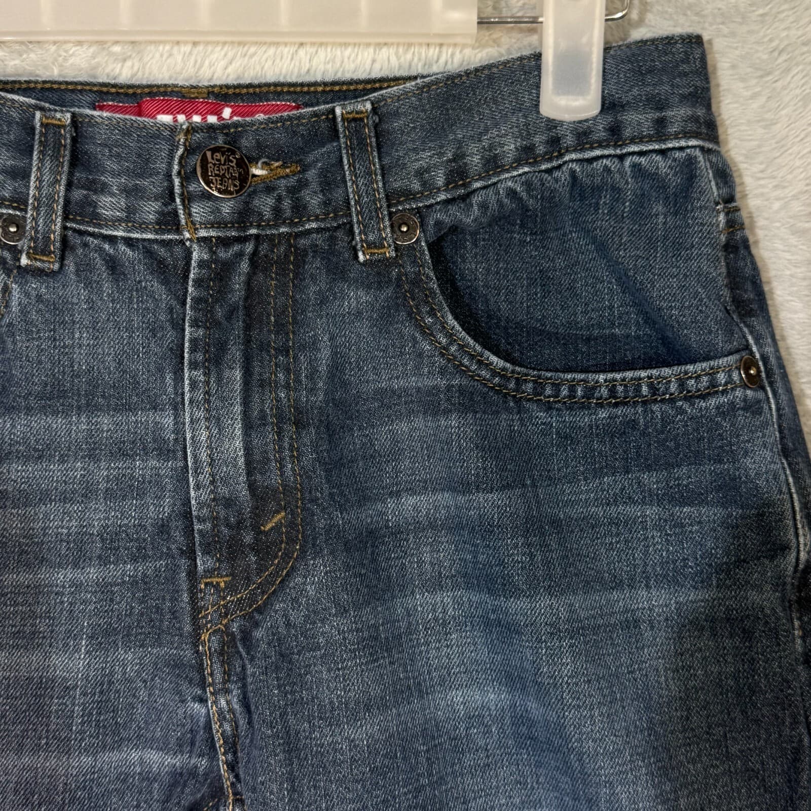 Levi's 514 Boy's Jeans 16 Reg 28 X 28 Blue Denim Cotton Mid-Rise Straight M1393 - Thumbnail 4