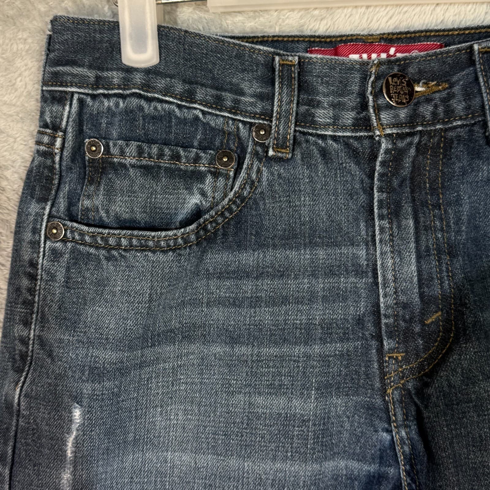 Levi's 514 Boy's Jeans 16 Reg 28 X 28 Blue Denim Cotton Mid-Rise Straight M1393 - Thumbnail 3