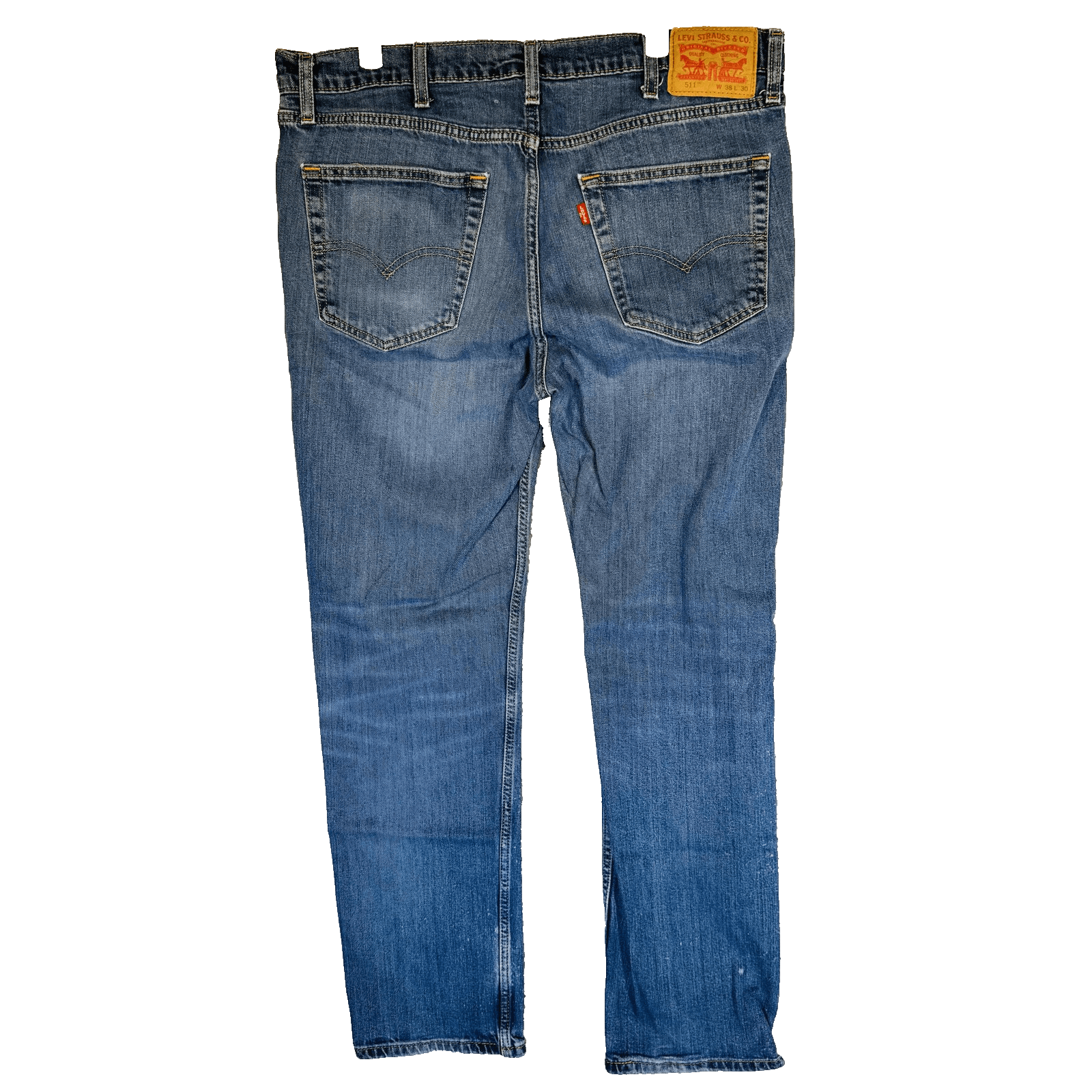 Levis 511 Jeans Mens 38x30 Blue Light Wash Slim Tapered Stretch Denim Zip Fly - Thumbnail 8