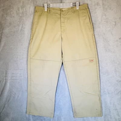 Dickies Pants Mens M 34x32 Beige Carpenter Twill Relaxed Polyester Blend - Thumbnail 5