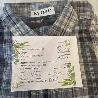 Dickies Shirt Mens XL Blue Plaid Button Down Short Sleeve Workwear Cotton - Thumbnail 14