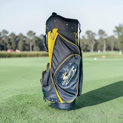 Golf Cart Bag Black 6-Way Divider 5 Pockets Mens Large Nylon Zip Carry System - Image 1