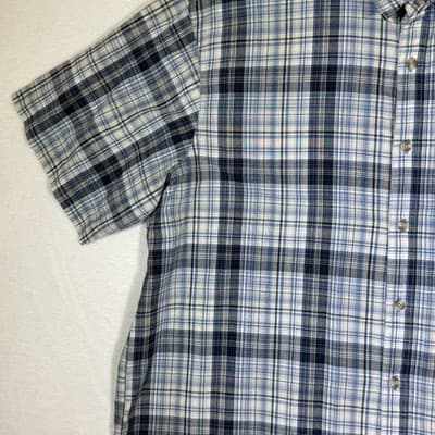 Dickies Shirt Mens XL Blue Plaid Button Down Short Sleeve Workwear Cotton - Thumbnail 3