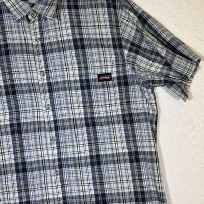 Dickies Shirt Mens XL Blue Plaid Button Down Short Sleeve Workwear Cotton - Thumbnail 5