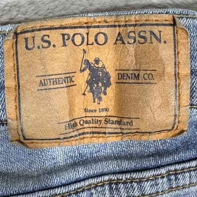 U.S. Polo Assn Jeans Mens 40x31 (36x32) Blue Light Wash Straight Stretch Denim - Thumbnail 9