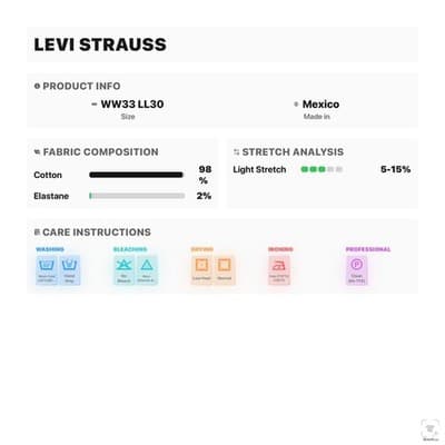 Levis 514 Jeans Mens 33x30 White Straight Mid Rise Stretch Denim Zip Fly - Thumbnail 14