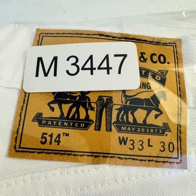 Levis 514 Jeans Mens 33x30 White Straight Mid Rise Stretch Denim Zip Fly - Thumbnail 15