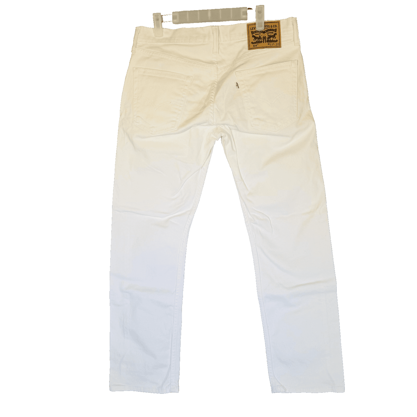 Levis 514 Jeans Mens 33x30 White Straight Mid Rise Stretch Denim Zip Fly - Thumbnail 6