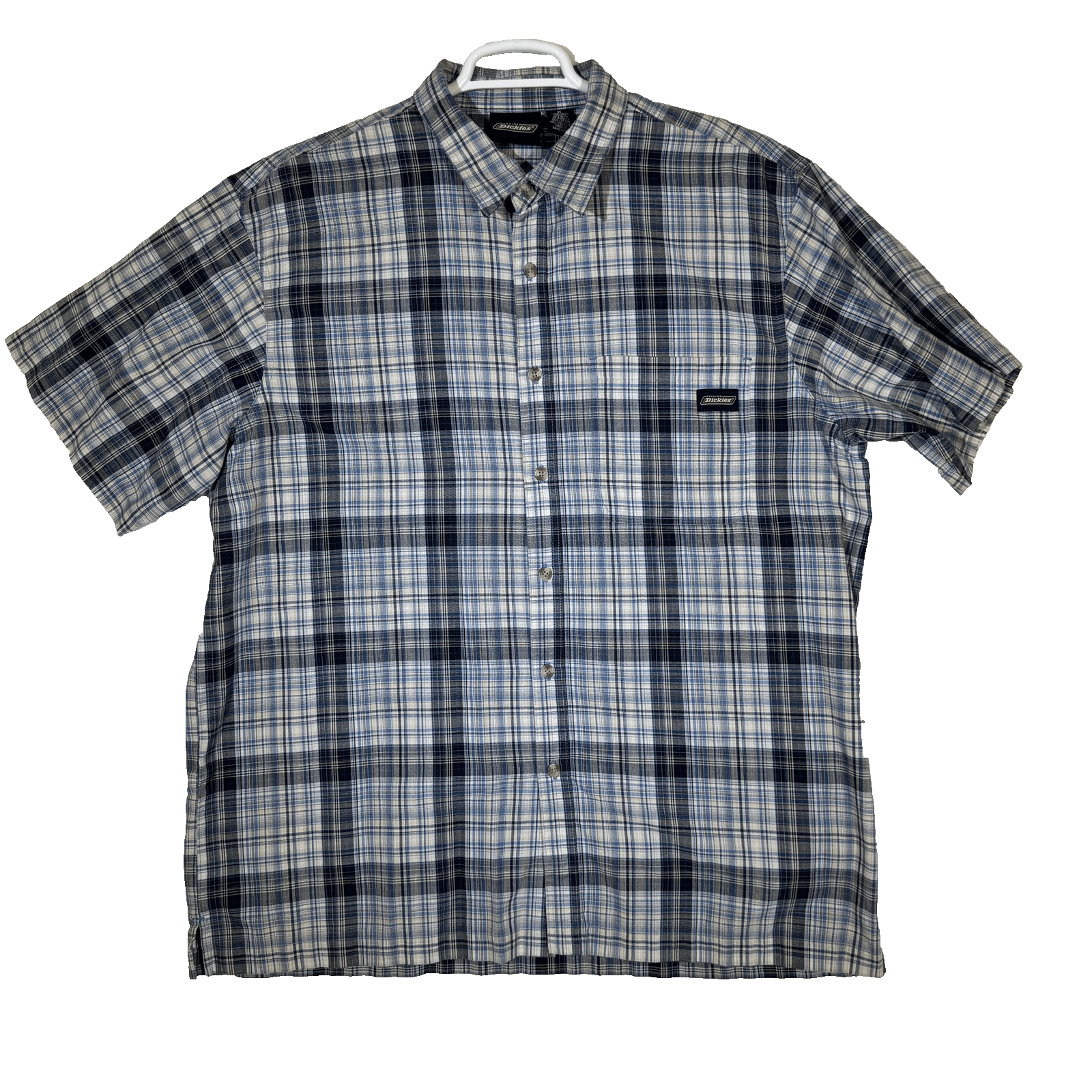 Dickies Shirt Mens XL Blue Plaid Button Down Short Sleeve Workwear Cotton - Image 1