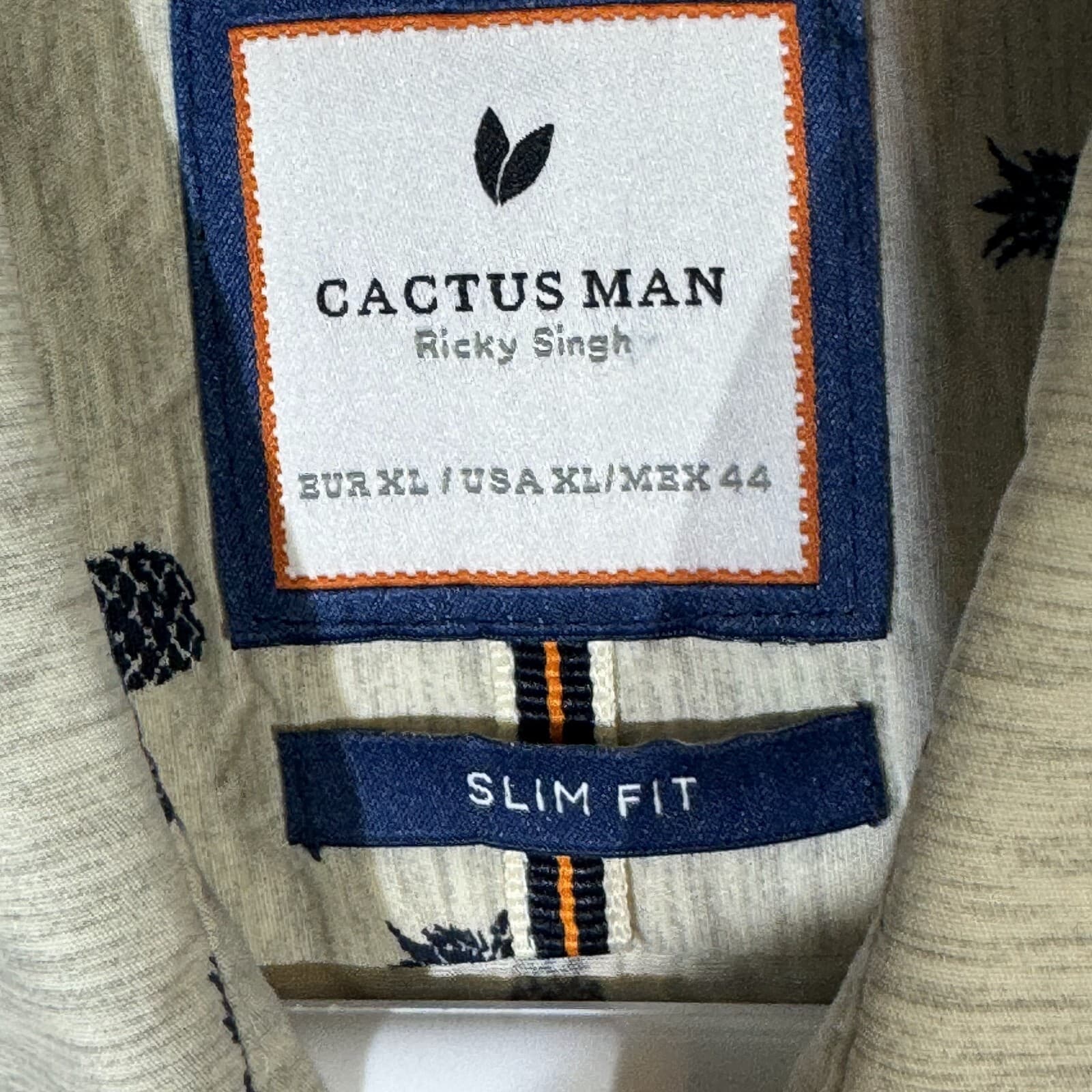 Cactus Man Men's Shirt XL Cream Pineapple Print Cotton Slim Fit Button-Up M492 - Thumbnail 14