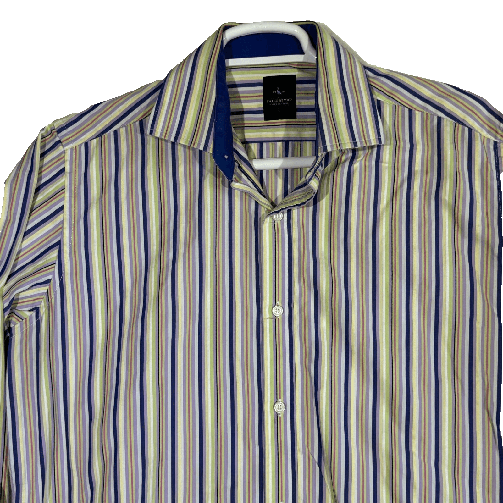 Tailorbyrd Men’s L Multicolor Striped Cotton Shirt – Button-Up, Pockets, M591 - Thumbnail 3